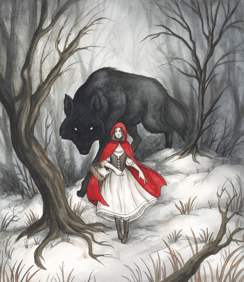 Little Red Riding Hood stylization of traditional illustration